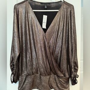 White House Black Market Shimmering Bronze Blouse